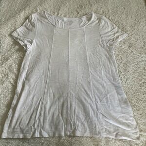 Chico's The Ultimate Tee White Short Sleeve Slub Cotton Modal Top Size 1 Medium